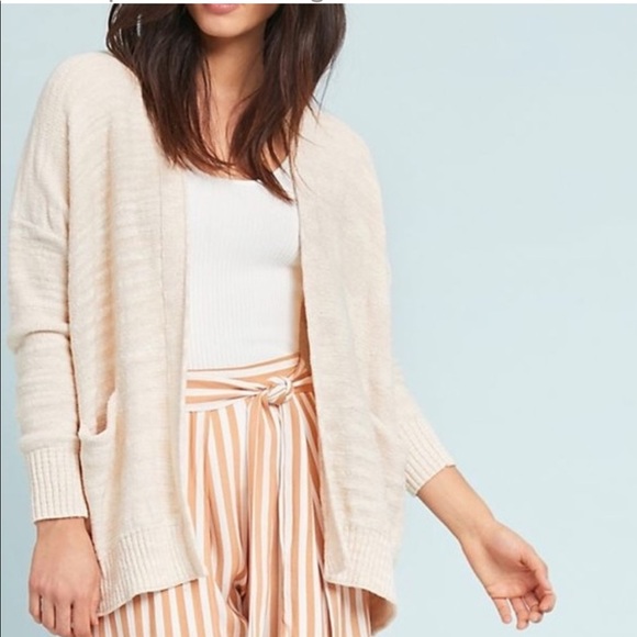 Anthropologie Sweaters - Anthropologie Donyale Cream Open Front Knit Cardigan